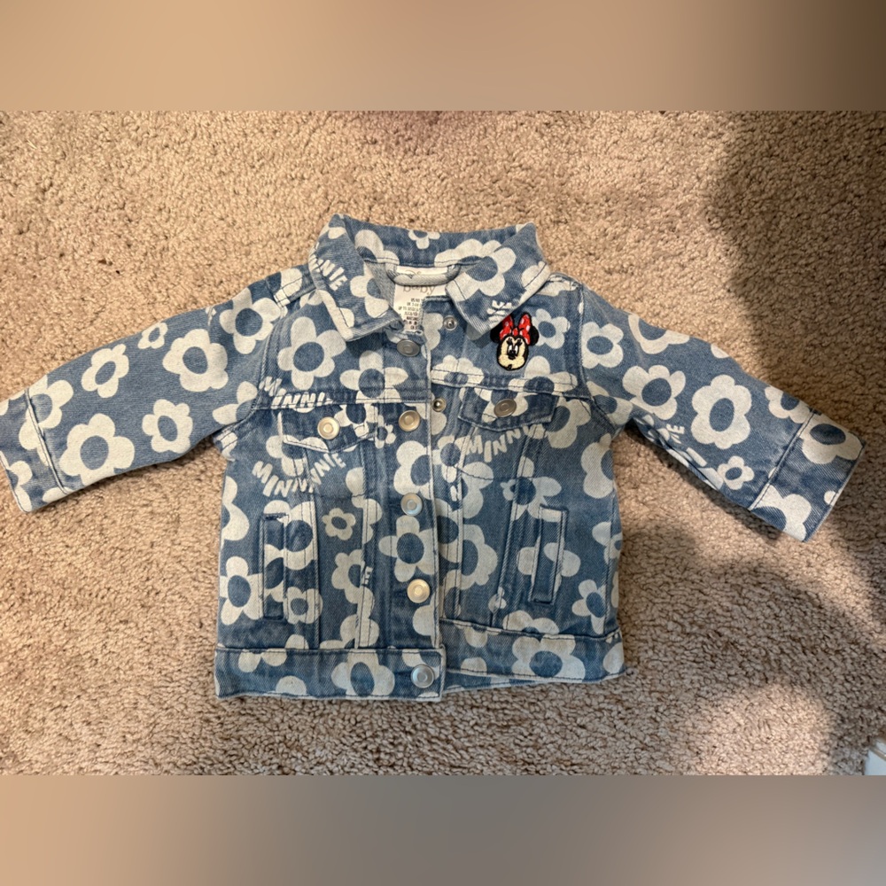 Disney Blue and White Floral Jean Jacket